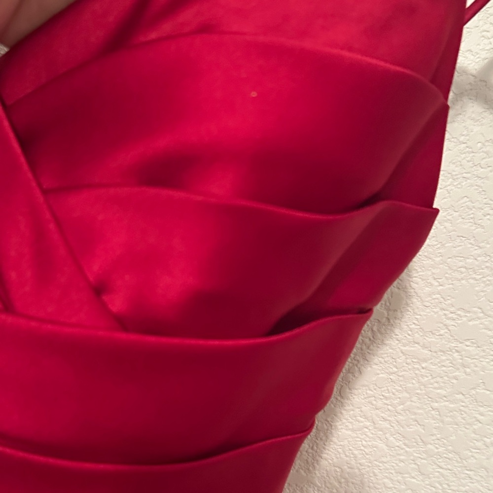 David's Bridal Strapless Scarlet Gown - Picture 6 of 16